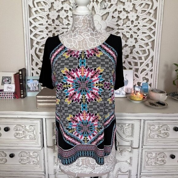 Cynthia Rowley geometric print t-shirt blouse - Picture 1 of 5